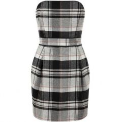 Plaids & Checks Strapless Dress