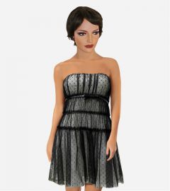 Black Lace Strapless Gothic  Dress