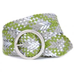 Green/white/Gold Non-Leather Braided Woven Belt