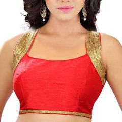 Red & Gold Stitched Sari Blouse