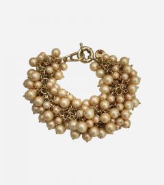 Golden Faux Pearl Cluster Bracelet