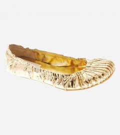 Golden Slip On Ballerina Flats