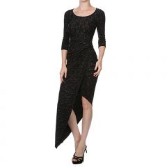 Black Marl Asymmetrical Wrap Dress