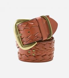 Cherry Red Leather Stitched Belt