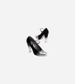 Metallic Silver Black Pump Shoe