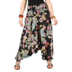 Black & Green Arabesque Three-In-One Convertible Harem Pants