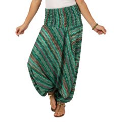 Green Stripe Two-In-One Convertible Harem Pants 