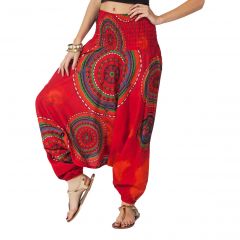 Red Arabesque Three-in-One Convertible Harem Pants