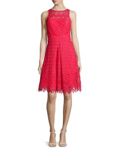 Poppy Red Lace Sleeveless Cocktail Dress