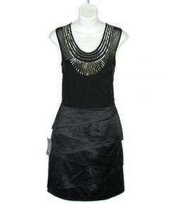 Black Beaded Silk Cocktail Dress