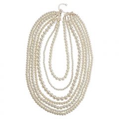 Ivory Faux Pearl & Goldtone Multi-Strand Necklace
