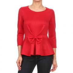 Red Bow Peplum Top