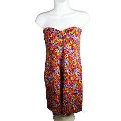 Multicolor Floral Strapless Summer Dress