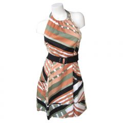 Tawny Orange/Multicolor Halter Dress