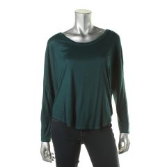 Green Slub Scoop Neck Shirt