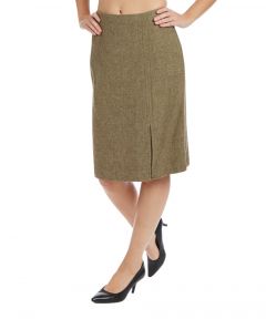 Olive Wool-Blend A-Line Skirt