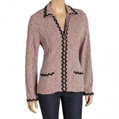 Pink & Black Bouclé Zip Jacket