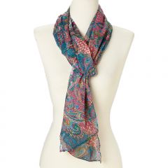 Teal & Pink Paisley Silk Scarf