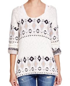 White Hooded V-Neck Sweater