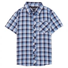 Light Blue & White Plaid Button - Up