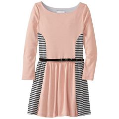Girl's Blush Pink Striped Dress