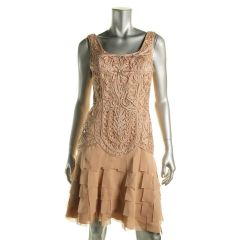 Beige Laser Strips Dress