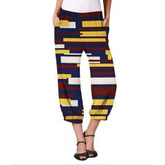 Blue & Yellow Geometric Harem Pants 